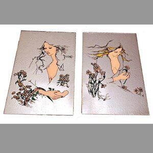 2 Vintage mirrors, Susan Obrant - Mood Indigo, art nouveau mirror, wall art